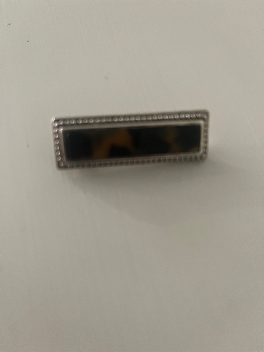 Vintage Napier Silver Rectangular Faux Tortoiseshell Accent Pin